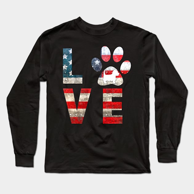 Patriotic Westie  Dog Love Long Sleeve T-Shirt by KittleAmandass